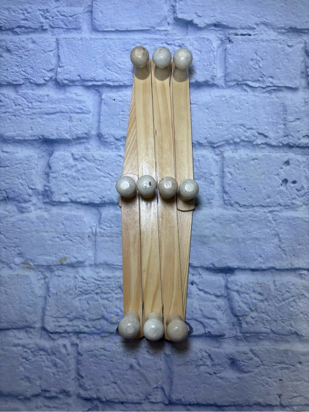 Vintage Wooden Accordion 10 Peg Rack Wall Coat Hat Hooks Expandable